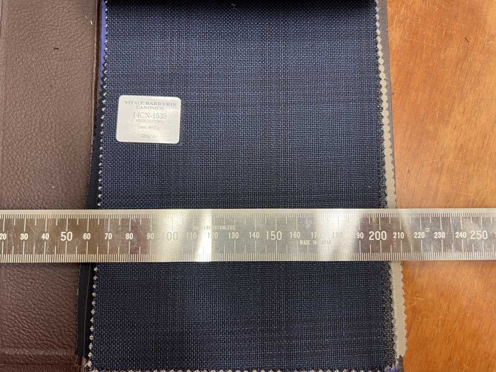 14CN-1535 CANONICO MESH SUITING ネイビー ウィンドペン[生地] CANONICO(カノニコ)