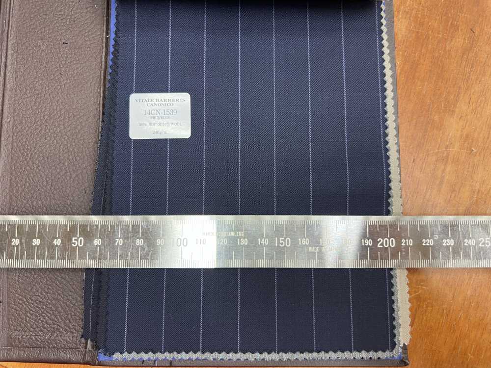 14CN-1539 CANONICO PRUNELLE ネイビー ストライプ[生地] CANONICO(カノニコ)