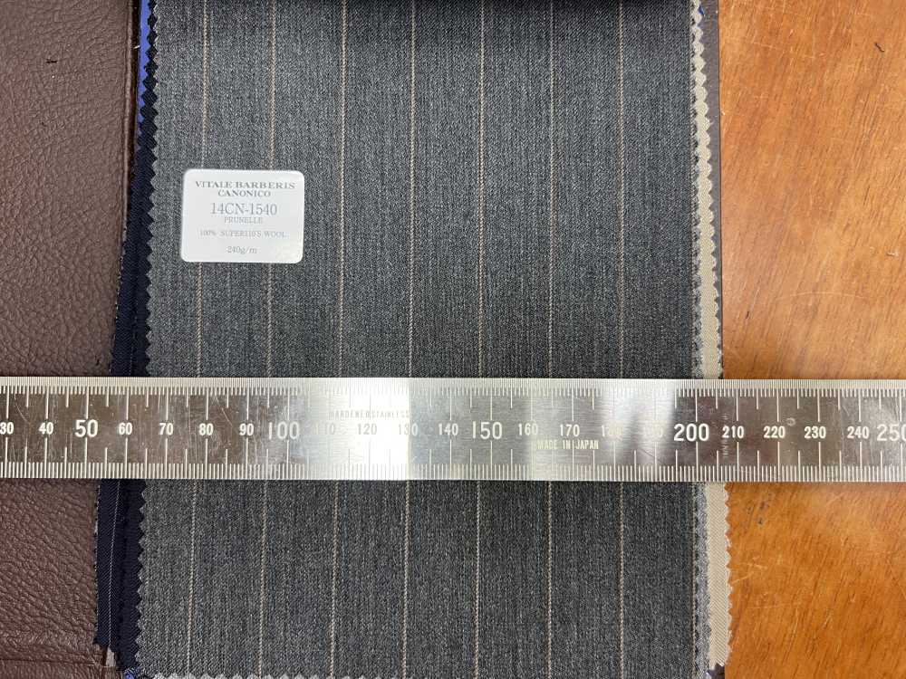 14CN-1540 CANONICO PRUNELLE ダークグレー ストライプ[生地] CANONICO(カノニコ)