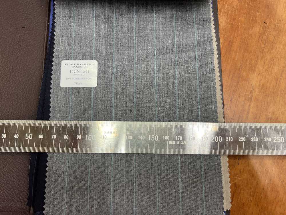 14CN-1541 CANONICO PRUNELLE グレー ストライプ[生地] CANONICO(カノニコ)