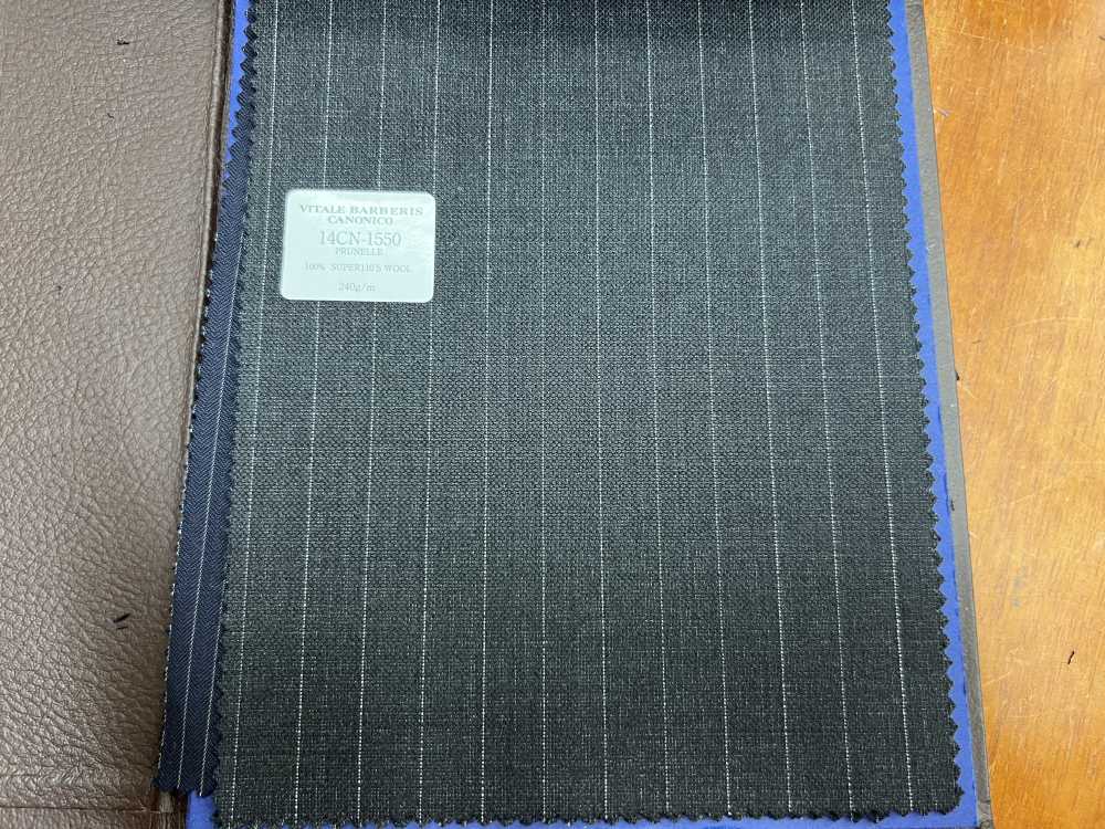 14CN-1550 CANONICO PRUNELLE ダークグレー ストライプ[生地] CANONICO(カノニコ)
