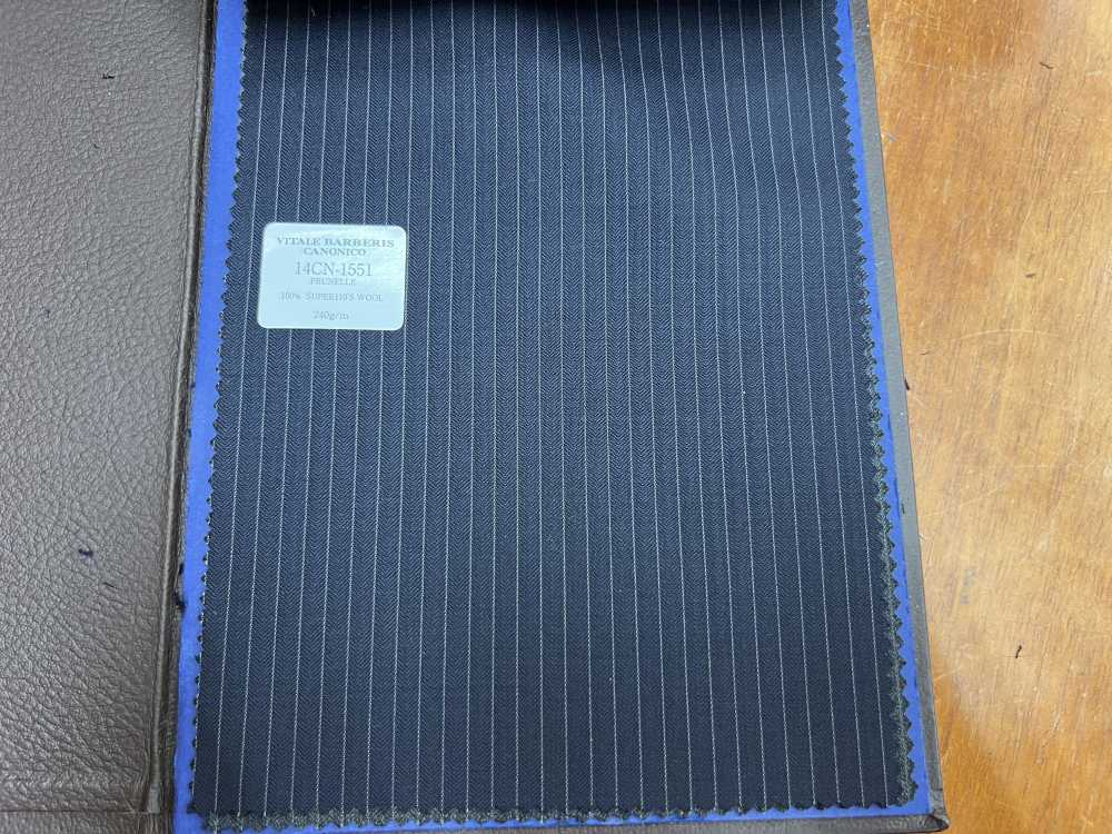 14CN-1551 CANONICO PRUNELLE ブラック ストライプ[生地] CANONICO(カノニコ)