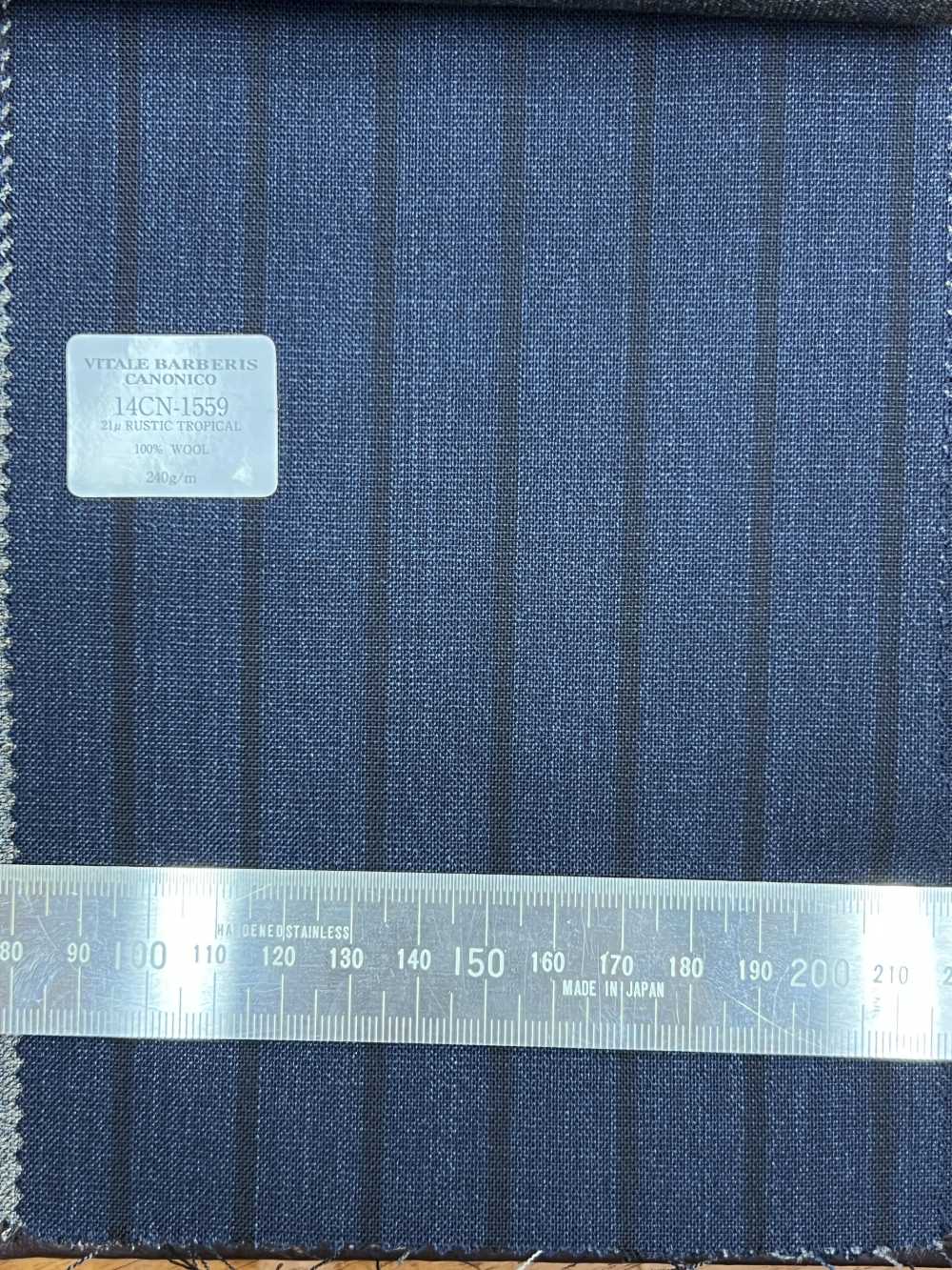 14CN1559 CANONICO 21μ RUSTIC TROPICAL ストライプ ダークブルー[生地] CANONICO(カノニコ)