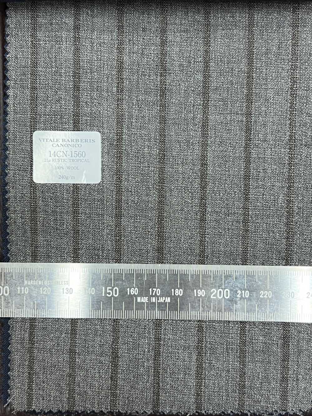 14CN1560 CANONICO 21μ RUSTIC TROPICAL ストライプ 灰茶[生地] CANONICO(カノニコ)