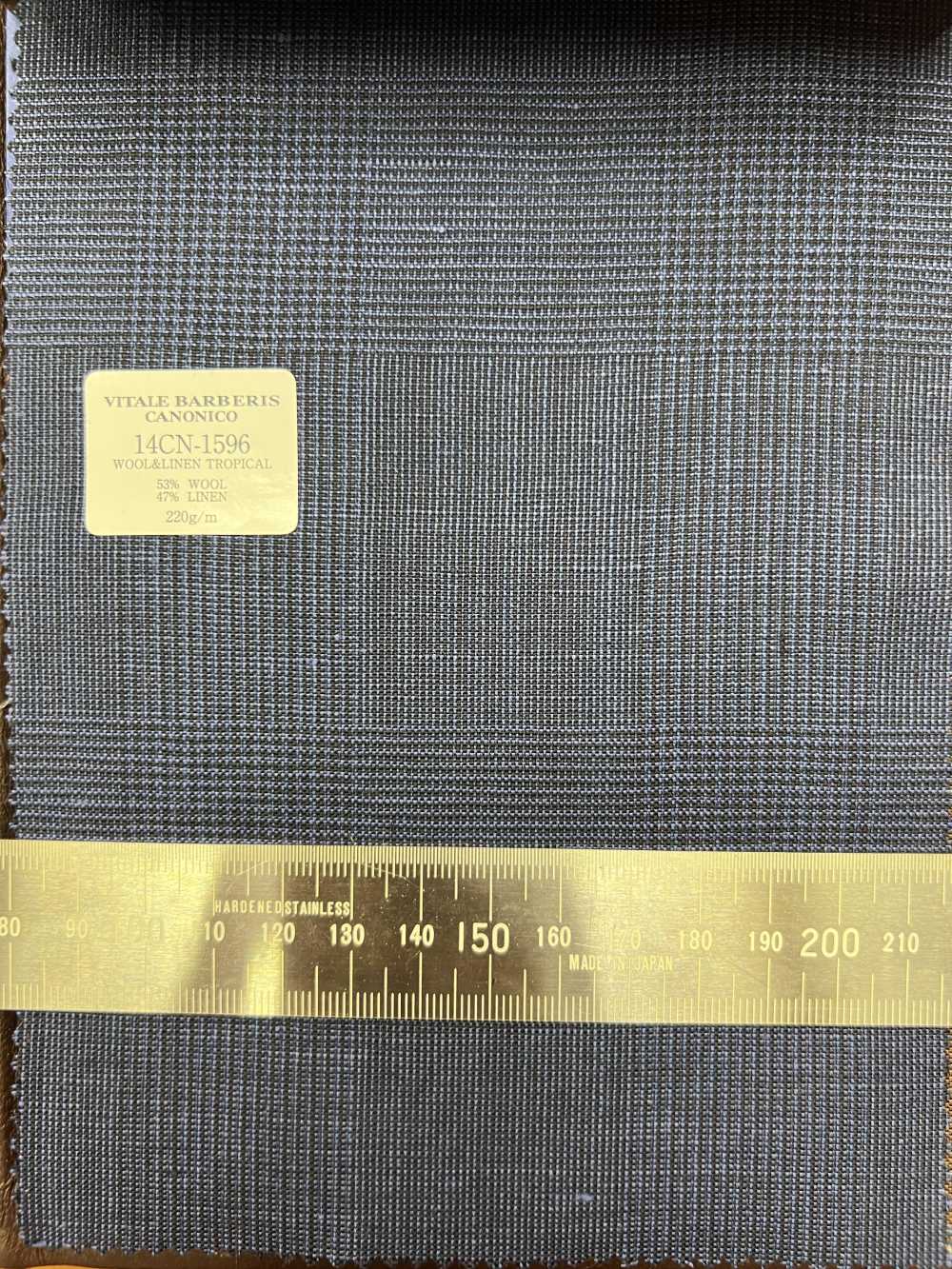 14CN1596 CANONICO 21 micron Wool & Linen グレンチェック ブルー[生地] CANONICO(カノニコ)