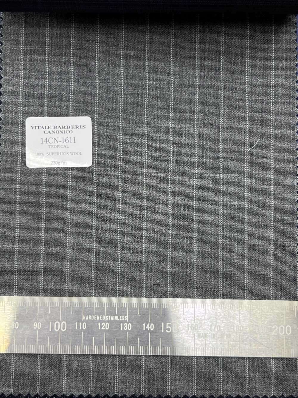 14CN1611 CANONICO Super 120’s Tropical グレー ストライプ[生地] CANONICO(カノニコ)