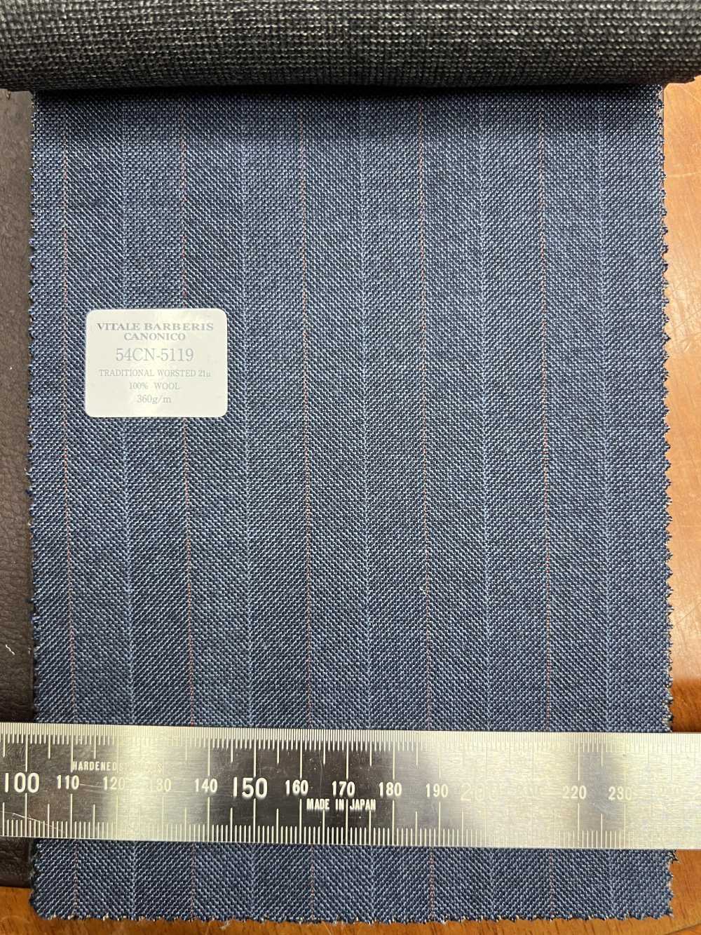 54CN5119 CANONICO(カノニコ) TRADITIONAL WORSTED 21μ オルタネイトストライプ ブルー[生地] CANONICO(カノニコ)