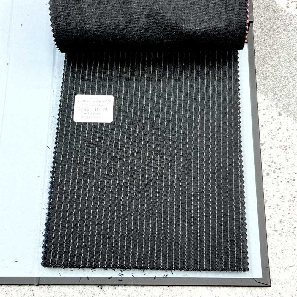 02421-10 25SS BEST SELECTION 【traditional fabric】チョークストライプ 黒[生地] 国島株式会社