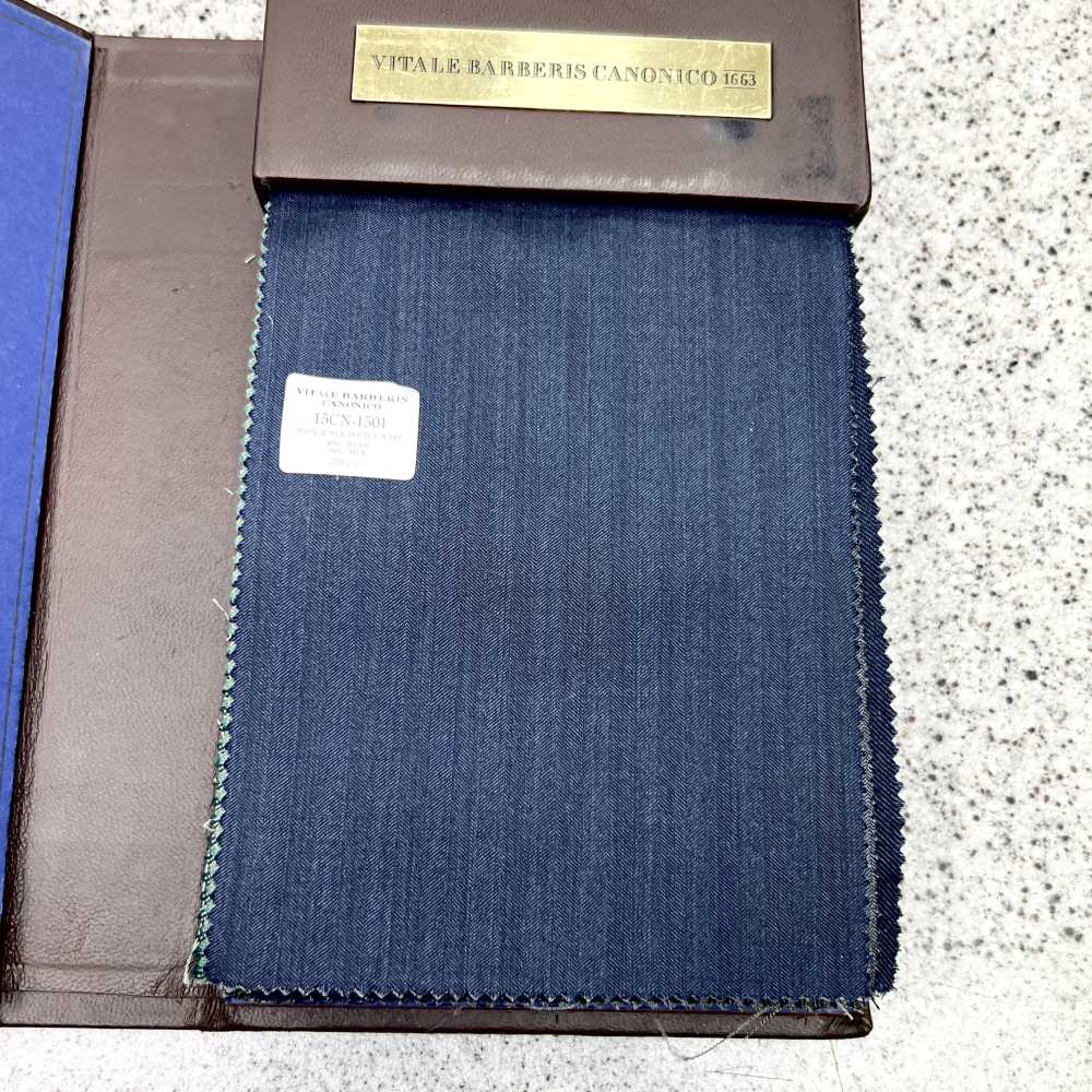 15CN1501 CANONICO(カノニコ) WOOL&SILK DOUBLE WARP 紺 ヘリンボーン[生地] CANONICO(カノニコ)