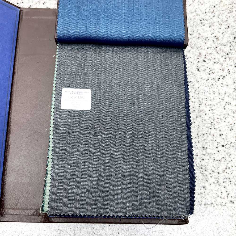 15CN1502 CANONICO(カノニコ) WOOL&SILK DOUBLE WARP グレー ヘリンボーン[生地] CANONICO(カノニコ)
