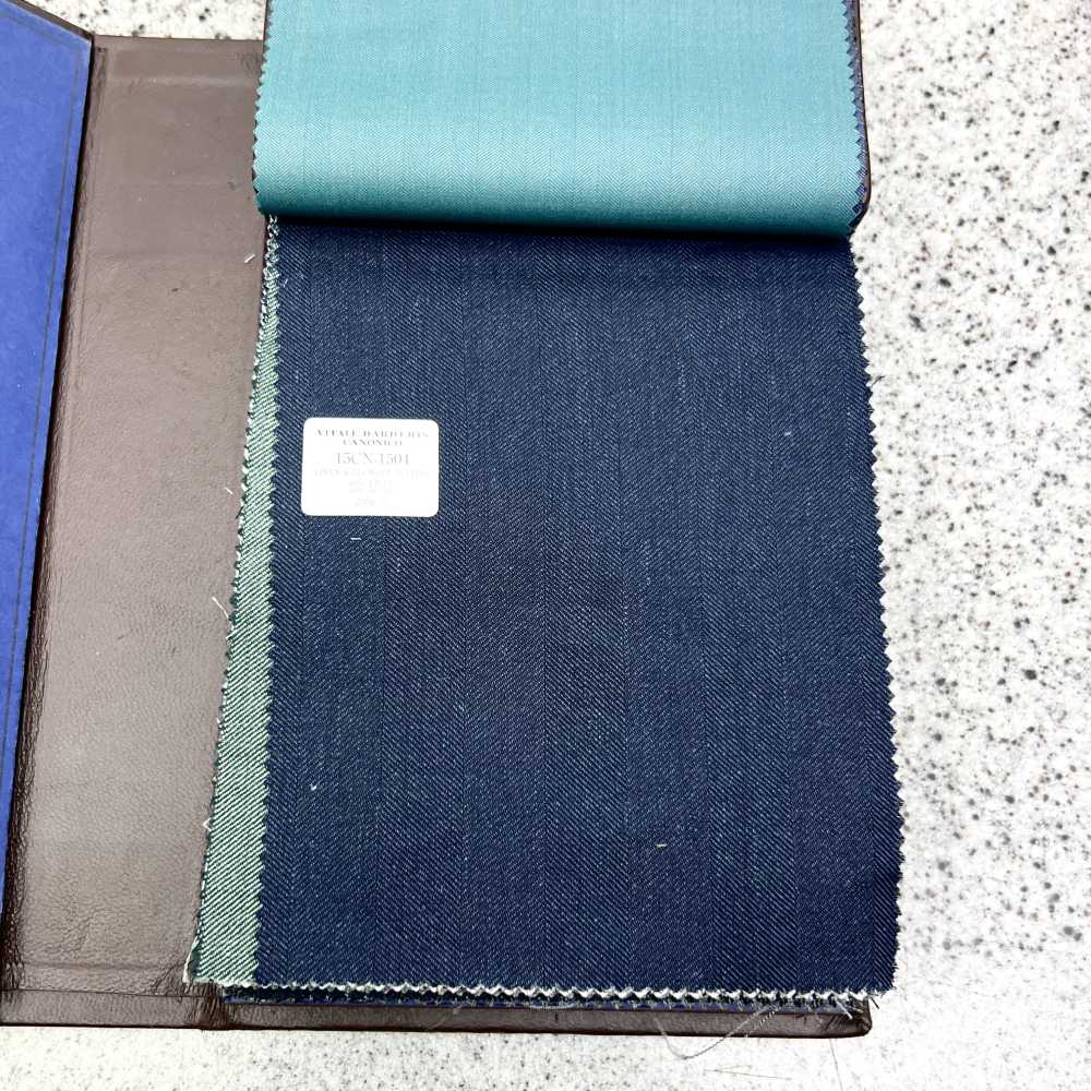 15CN1504 CANONICO(カノニコ) LINEN&21μ WOOL SUITING 紺 ヘリンボーン[生地] CANONICO(カノニコ)