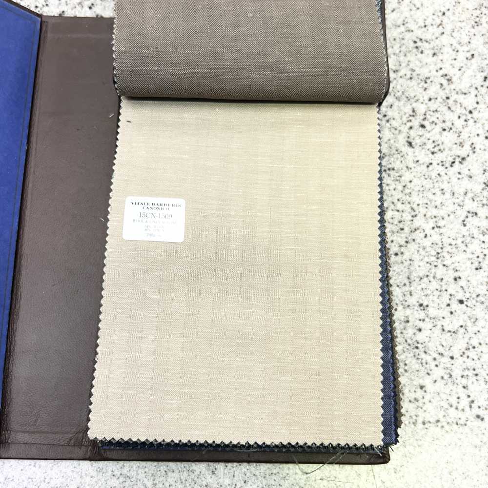 15CN1509 CANONICO カノニコ WOOL&LINEN SUITING ベージュ ヘリンボーン[生地] CANONICO(カノニコ)