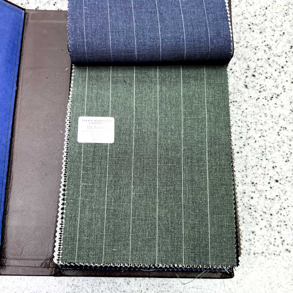 15CN1511 2025SS CANONICO カノニコ 21μ WOOL&LINEN TROPICAL 緑 ペンシルストライプ[生地] CANONICO(カノニコ)