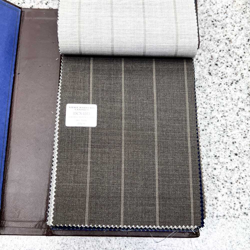 15CN1515 2025SS CANONICO カノニコ PURE WOOL TROPICAL SUITINGS 茶色 ペンシルストライプ[生地] CANONICO(カノニコ)