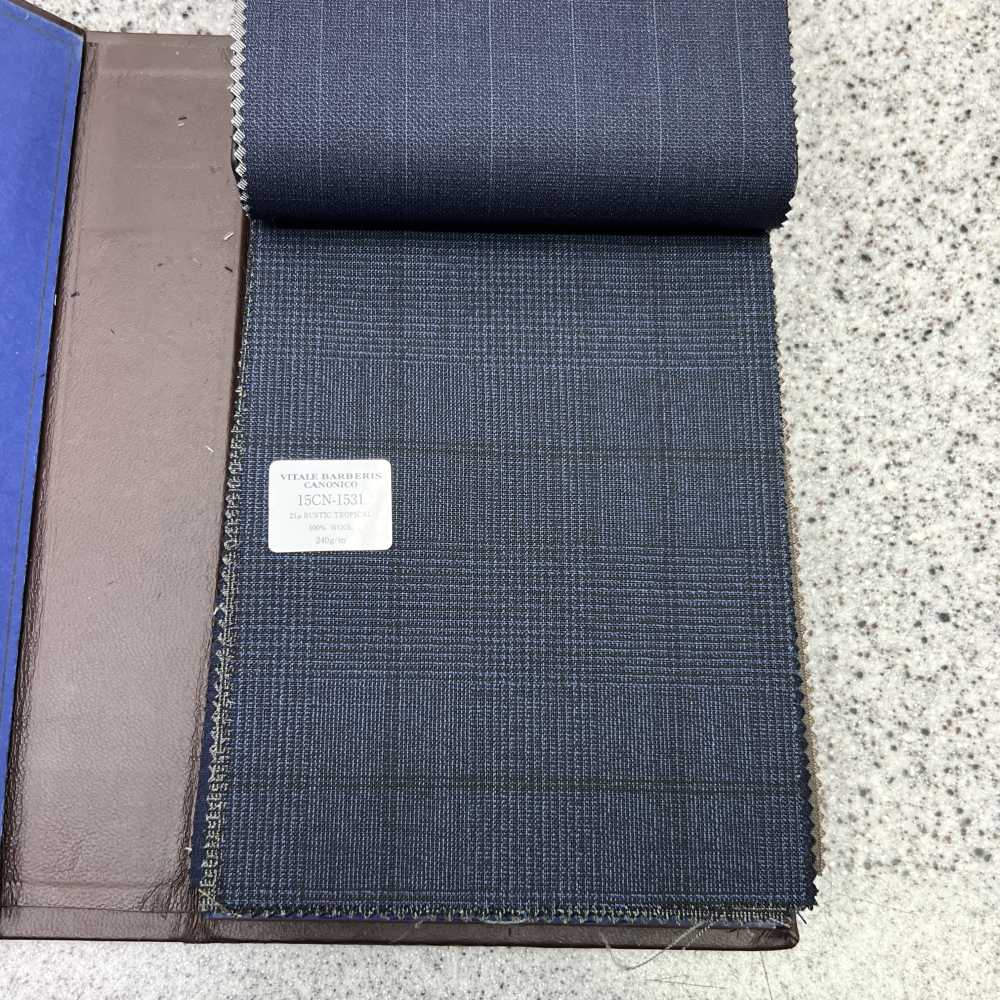 15CN1531 CANONIC カノニコ 21μ RUSTIC TROPICAL グレンチェック 濃青[生地] CANONICO(カノニコ)