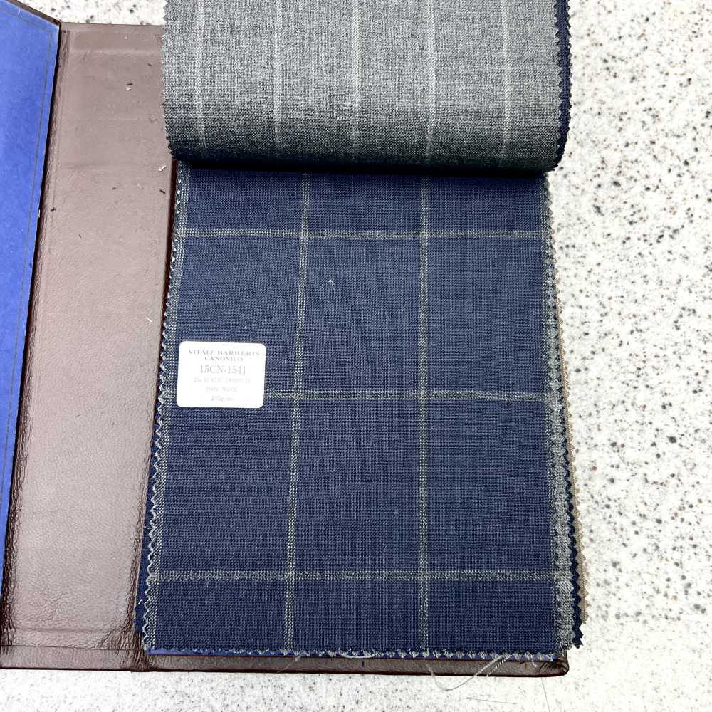 15CN1541 CANONIC カノニコ 21μ RUSTIC TROPICAL 紺 ウィンドウペン[生地] CANONICO(カノニコ)