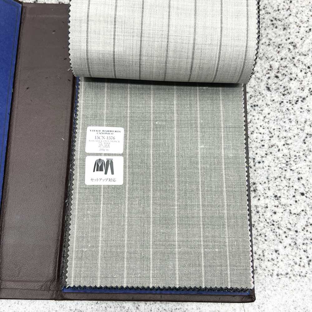 15CN1576 CANONIC カノニコ WOOL SILK&LINEN TROPICAL ペンシルストライプ グレー[生地] CANONICO(カノニコ)