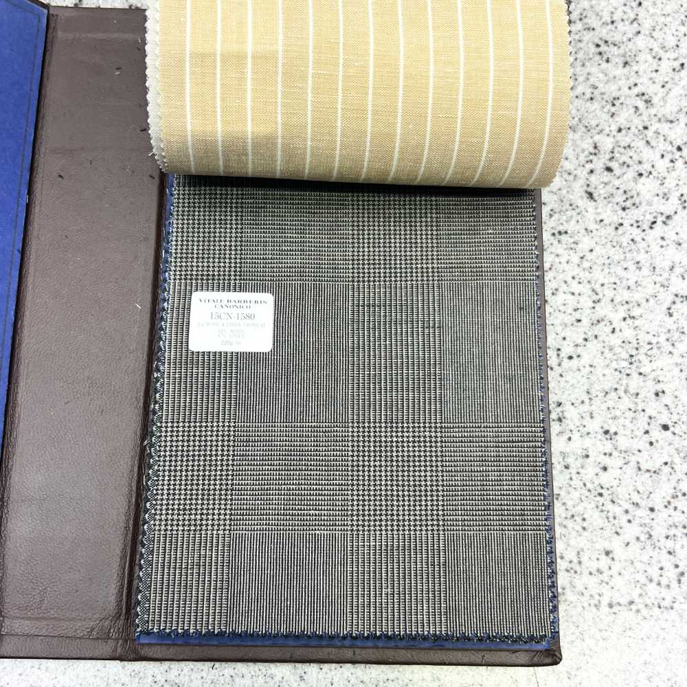 15CN1580 CANONIC カノニコ 21μ WOOL&LINEN TROPICAL 茶 グレンチェック[生地] CANONICO(カノニコ)