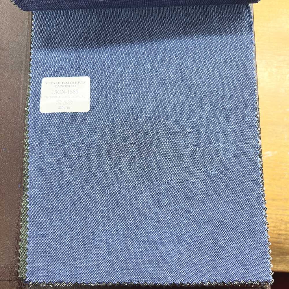 15CN1583 CANONIC カノニコ 21μ WOOL&LINEN TROPICAL 青 無地[生地] CANONICO(カノニコ)