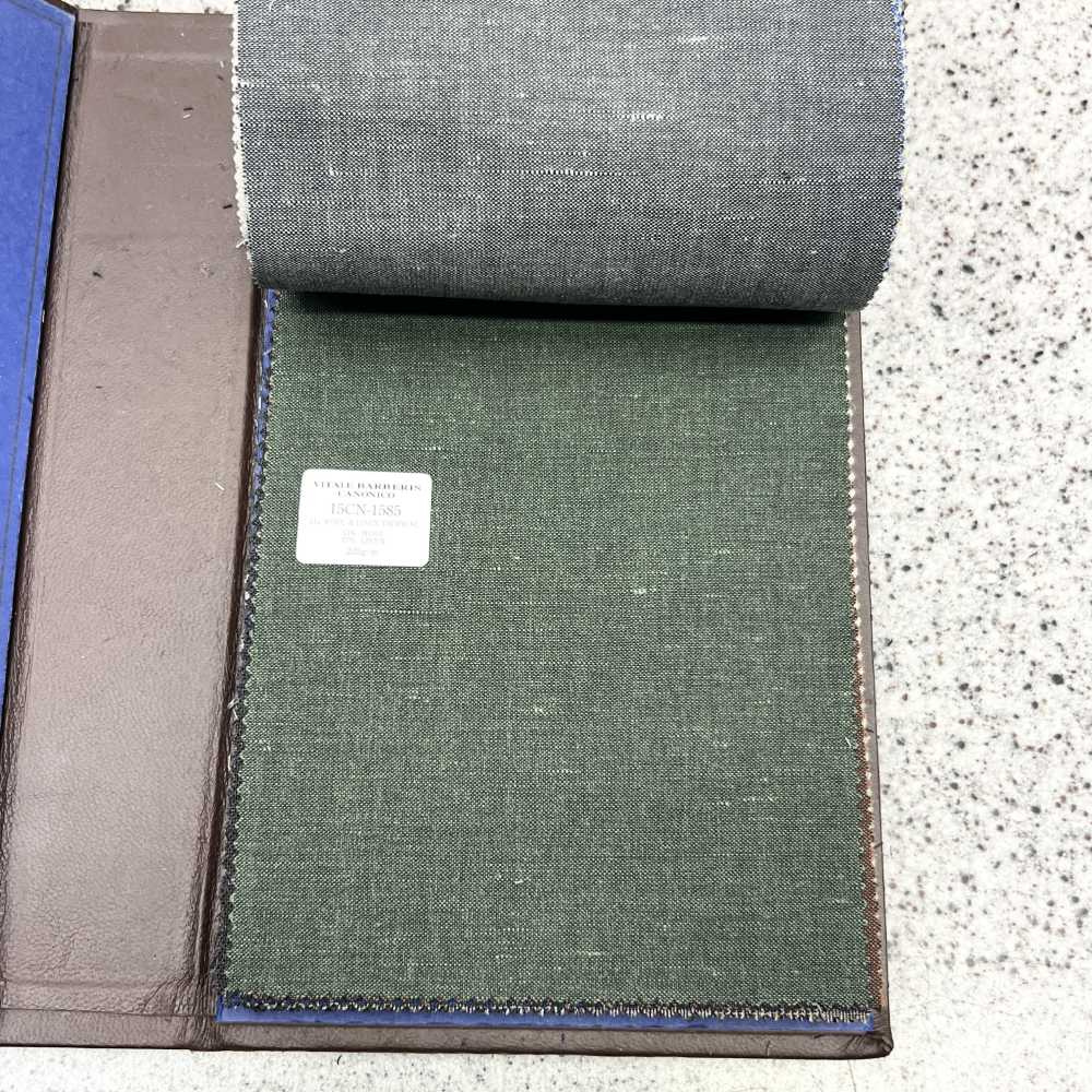 15CN1585 CANONIC カノニコ 21μ WOOL&LINEN TROPICAL 緑 無地[生地] CANONICO(カノニコ)