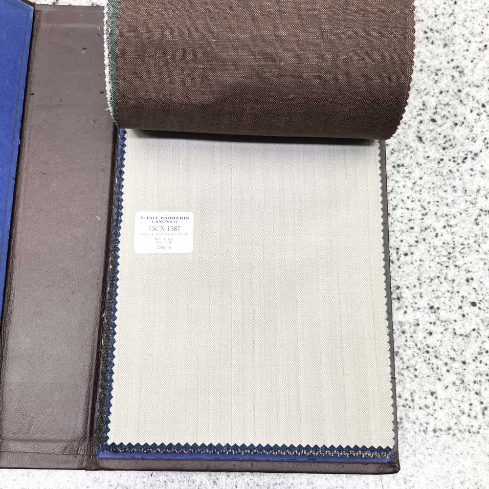 15CN1587 CANONIC カノニコ WOOL&SILK DOUBLE WARP ベージュ ヘリンボーン[生地] CANONICO(カノニコ)