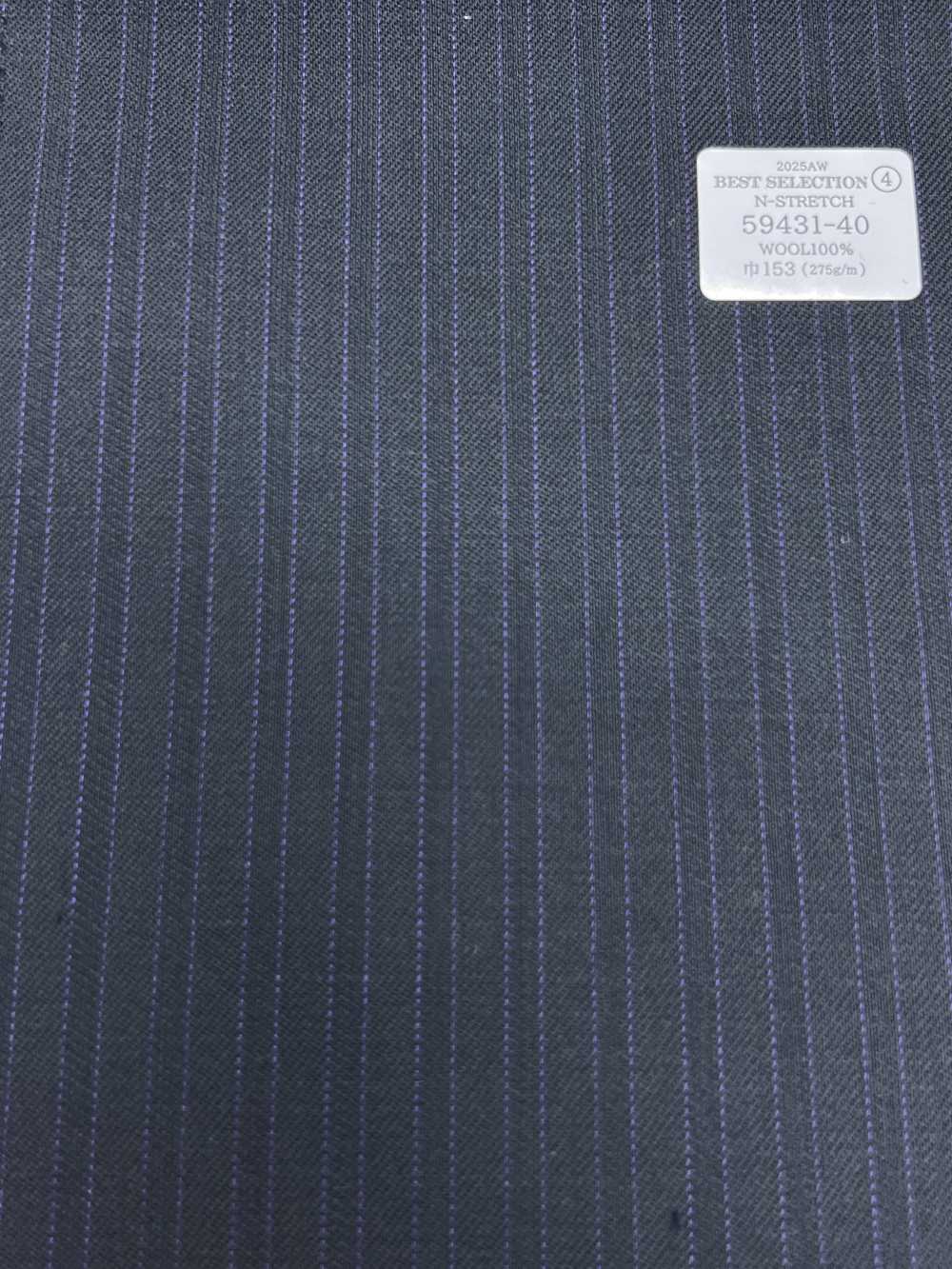59431-40 25AW BEST SELECTION 【N-STRETCH】エヌストレッチ 濃紺Xパープル シャドーストライプ[生地] 国島株式会社