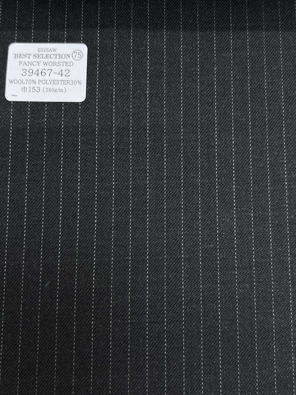 39467-42 25AW BEST SELECTION 【FANCY WORSTED】ファンシーウーステッド チャコールグレー ストライプ[生地] 国島株式会社