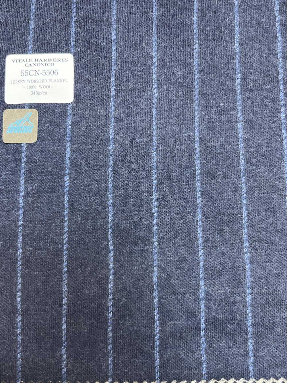 55CN5506 CANONICO(カノニコ) JERSEY WORSTED FLANNEL ネイビー チョークストライプ[生地] CANONICO(カノニコ)