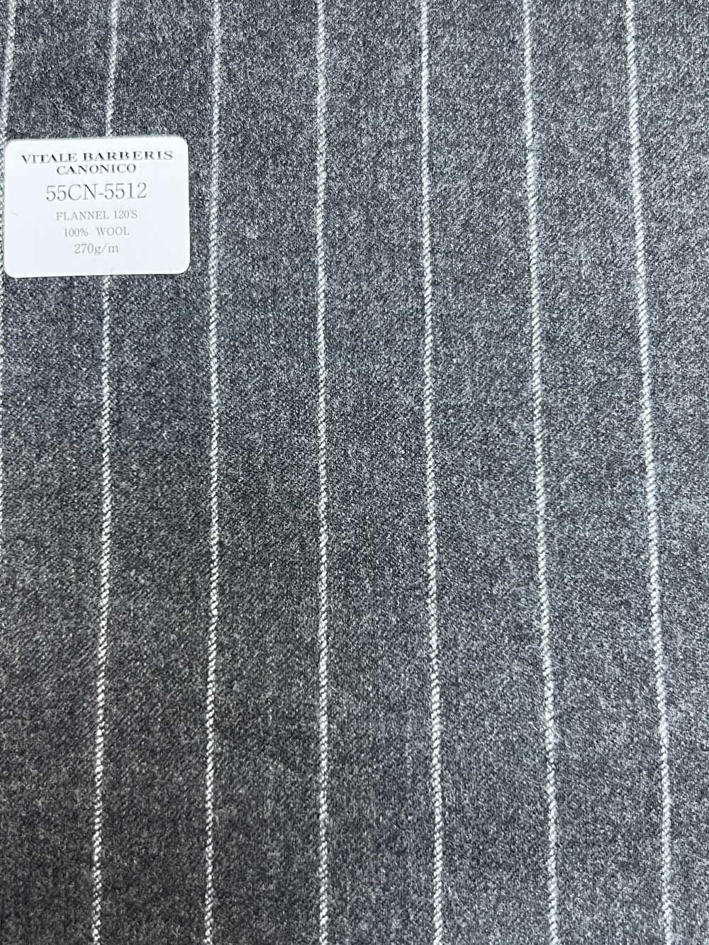 55CN5512 CANONICO(カノニコ) FLANNEL 120’S グレー ストライプ[生地] CANONICO(カノニコ)
