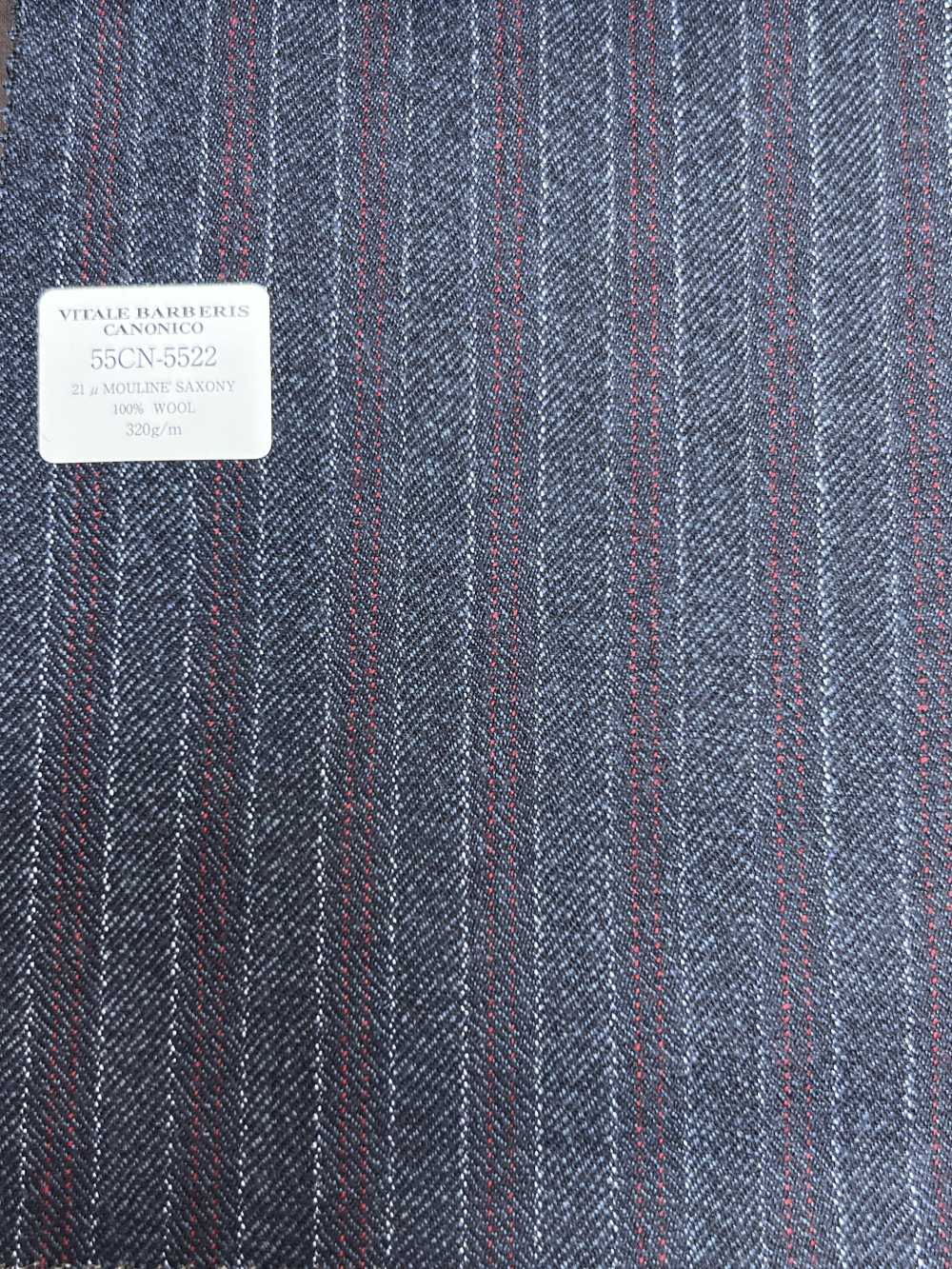 55CN5522 CANONICO(カノニコ) 21μ MOULINE' SAXONY ネイビー オルタネイトストライプ[生地] CANONICO(カノニコ)