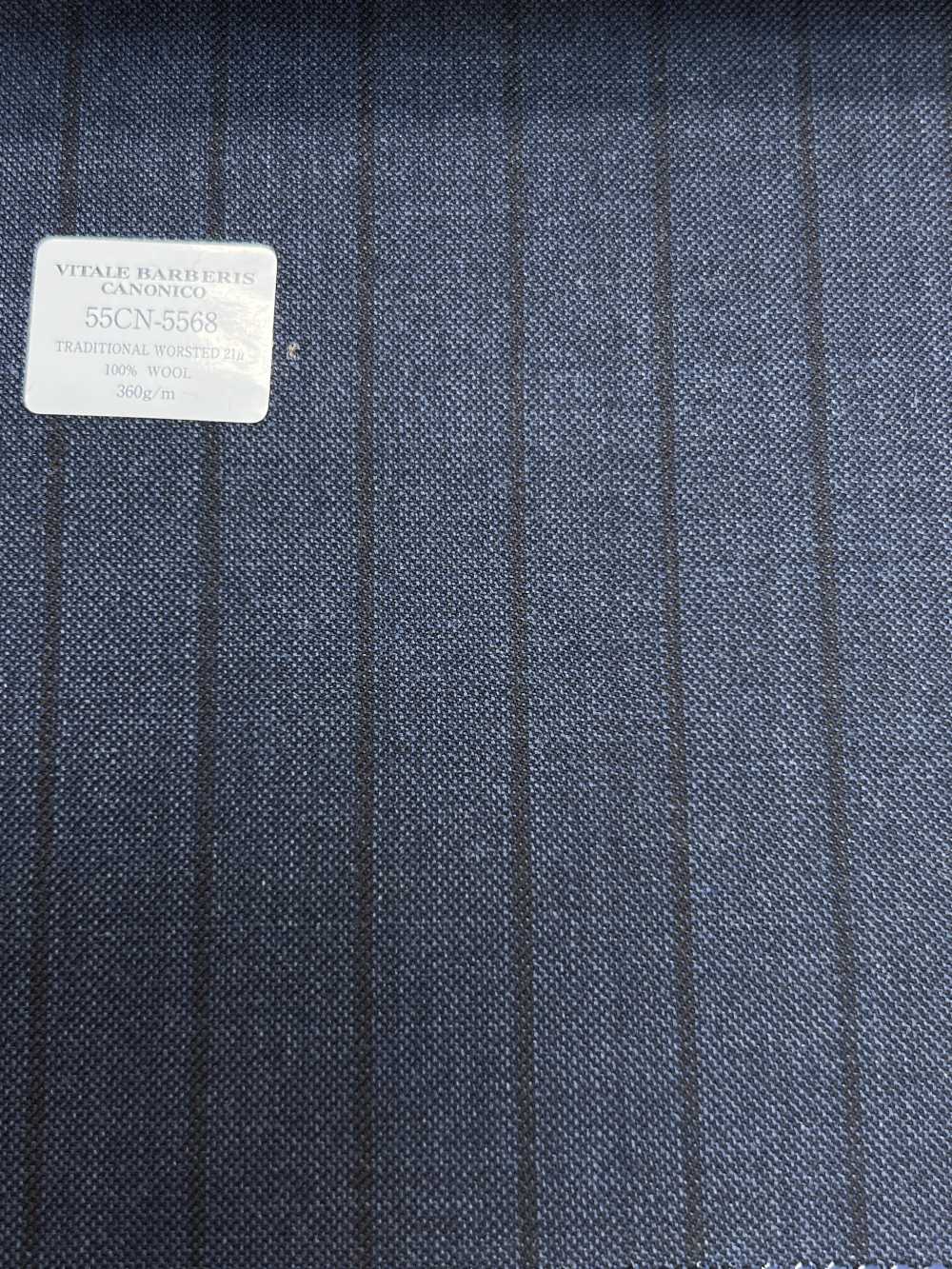 55CN5568 CANONICO(カノニコ) TRADITIONAL WORSTED 21μ ネイビー ストライプ[生地] CANONICO(カノニコ)