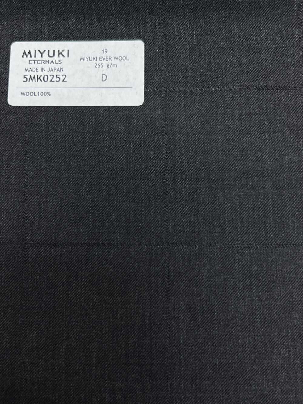5MK0252 MIYUKI EVER WOOL（ミユキ・エバーウール） シャドーウィンドウペーン チャコールグレー[生地] 御幸毛織(ミユキ)