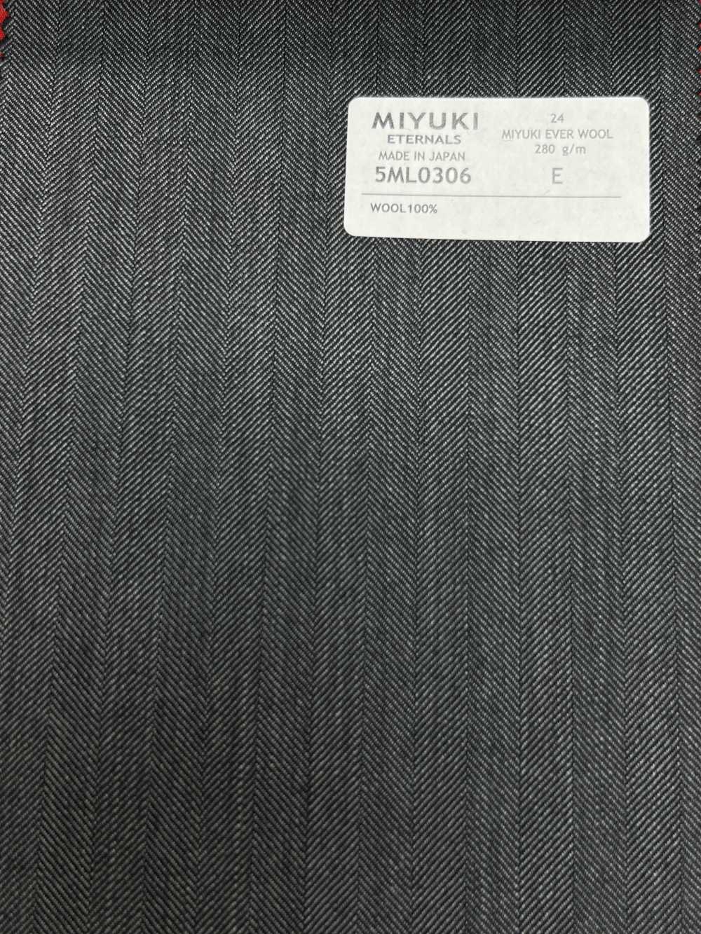 5ML0306 MIYUKI EVER WOOL（ミユキ・エバーウール） ヘリンボーン グレー[生地] 御幸毛織(ミユキ)