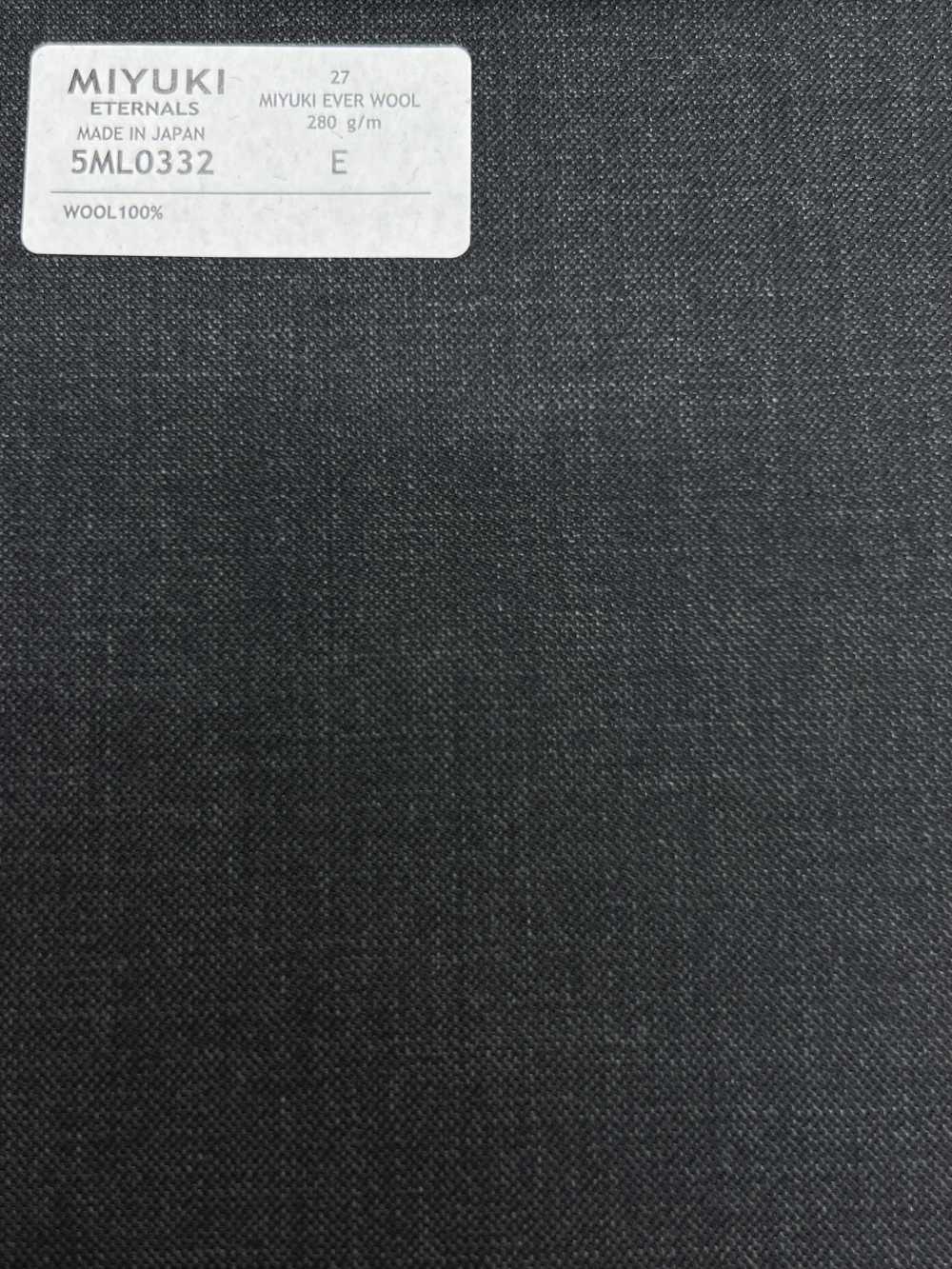 5ML0332 MIYUKI EVER WOOL（ミユキ・エバーウール） 無地 チャコールグレー[生地] 御幸毛織(ミユキ)