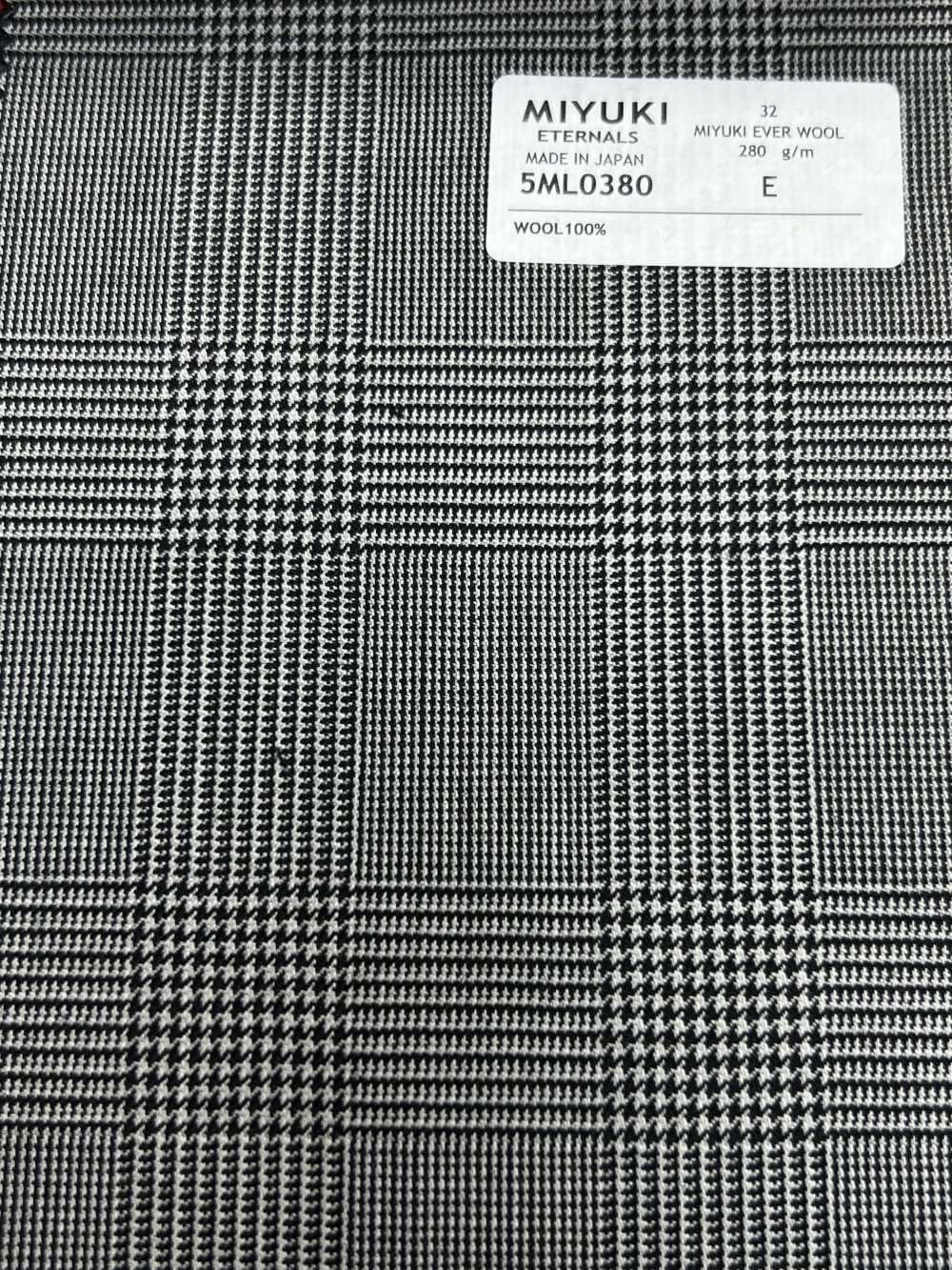 5ML0380 MIYUKI EVER WOOL（ミユキ・エバーウール） グレンチェック グレー[生地] 御幸毛織(ミユキ)