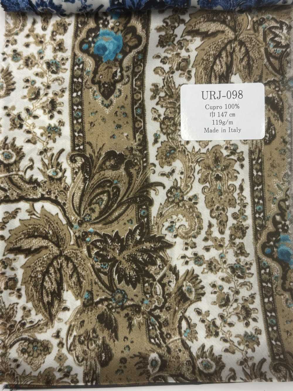 URJ-098 イタリア製 キュプラ100%プリント裏地 ペイズリー柄 茶 TCS