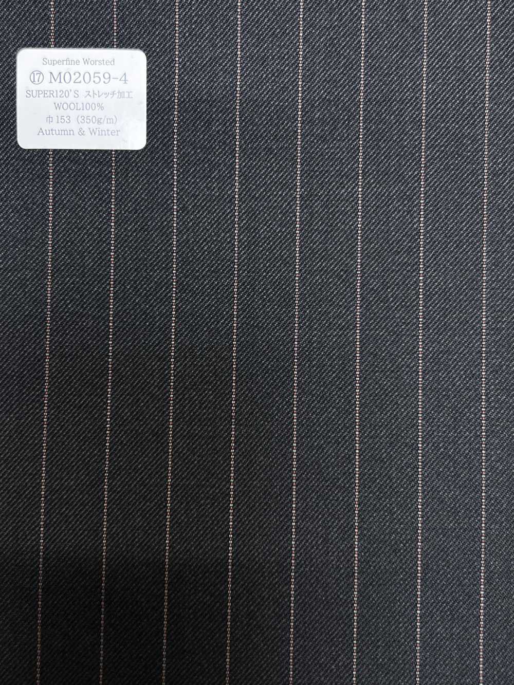 M02059-4 KUNISHIMA1850 Exclusive line 【Superfine Worsted】グレー ペンシルストライプ[生地] 国島株式会社