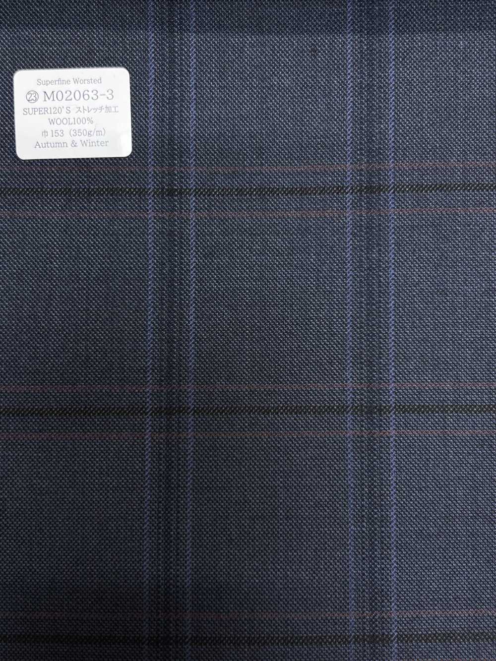 M02063-3 KUNISHIMA1850 Exclusive line 【Superfine Worsted】ブルー チェック[生地] 国島株式会社