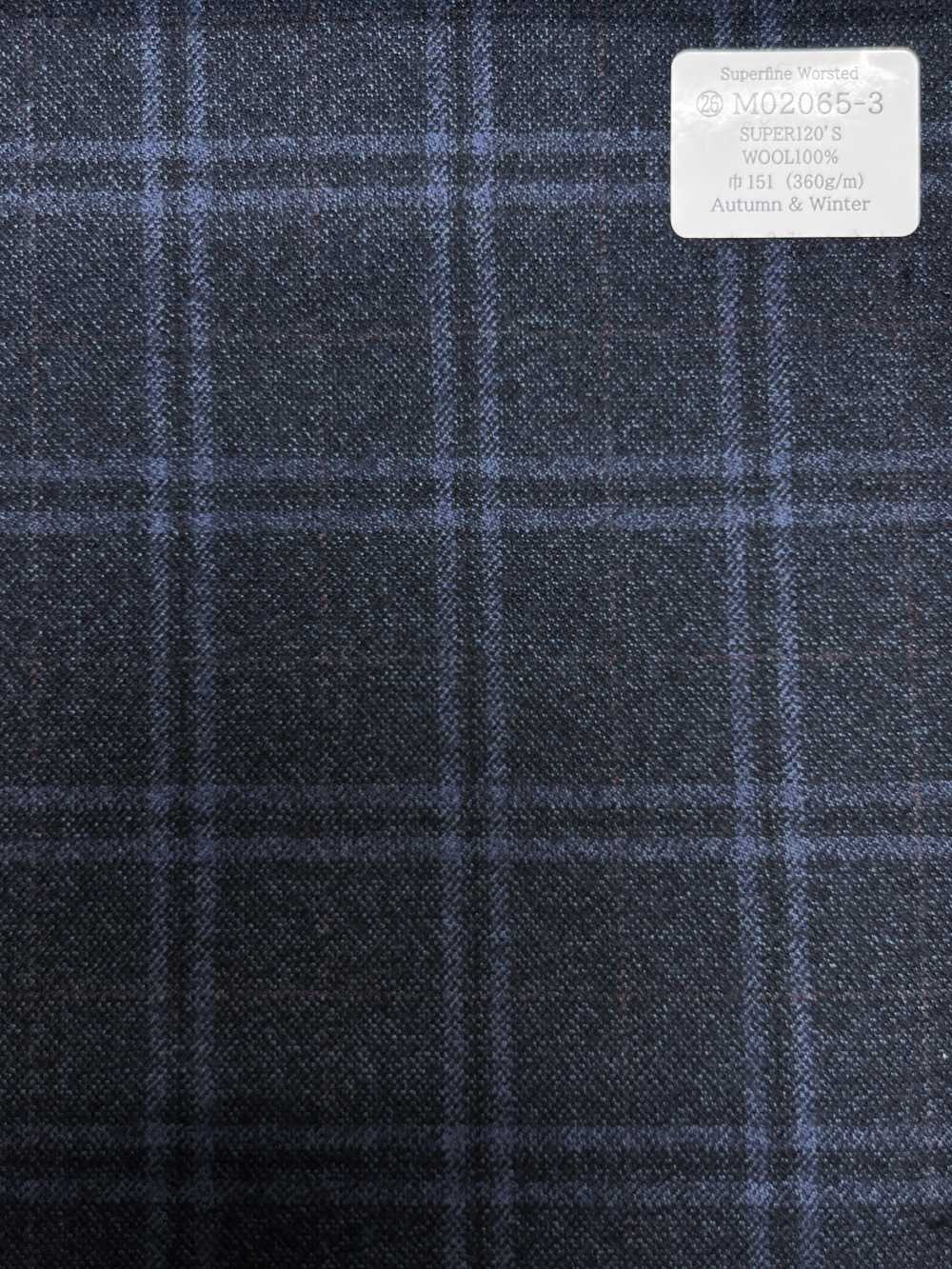 M02065-3 KUNISHIMA1850 Exclusive line 【Superfine Worsted】ブルー 杢チェック[生地] 国島株式会社