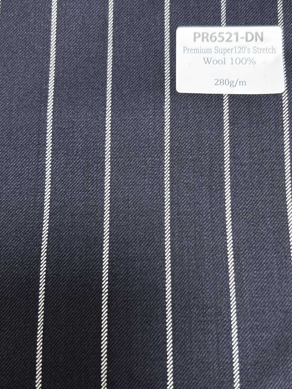 PR6521-DN 定番  国産 Premium Super120's Stretch ストライプ ダークネイビー[生地] 細井商事株式会社