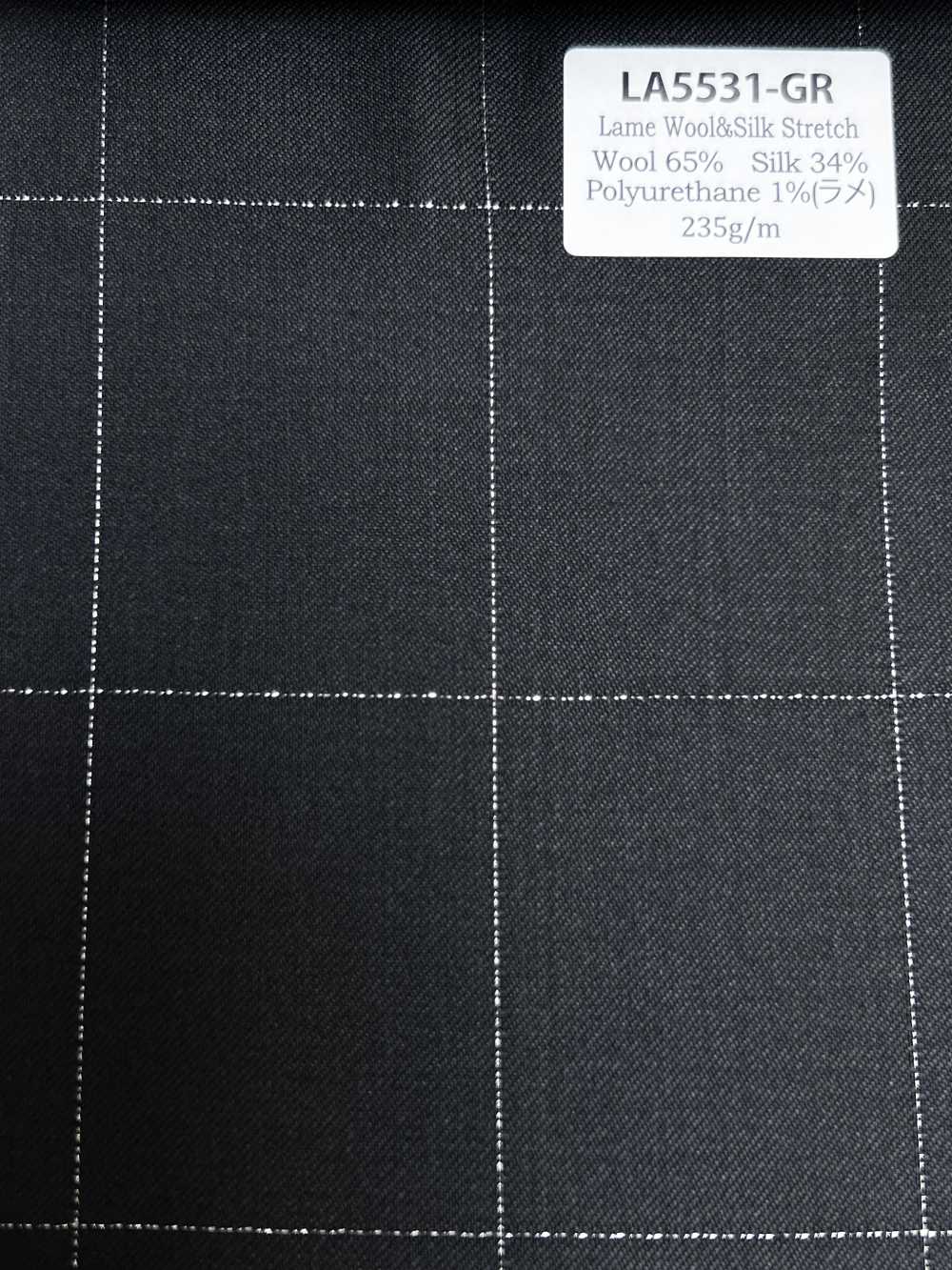 LA5531-GR 定番  国産 シルクラメウールストレッチ チェック グリーン[生地] 細井商事株式会社