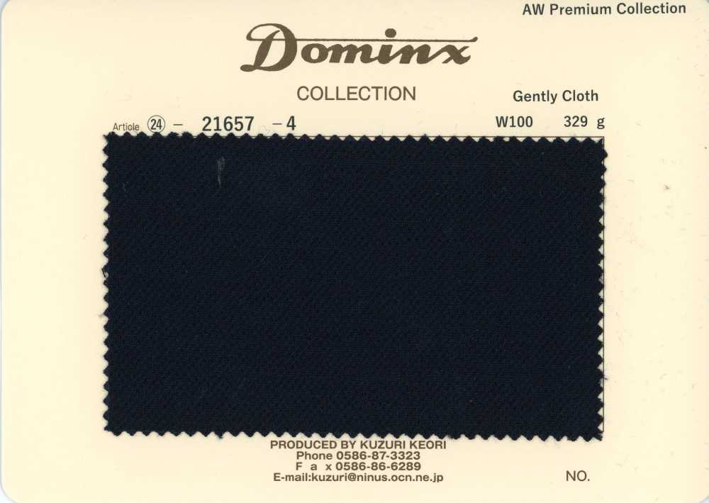 21657-4 定番 Gently　Cloth ウール100% DOMINX(ドミンクス) プレミアムコレクション 黒[生地] 葛利毛織(DOMINX)