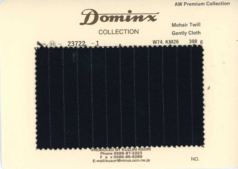 23722-1 定番 Mohair Twill Gently Cloth  DOMINX(ドミンクス) プレミアムコレクション 黒[生地] 葛利毛織(DOMINX)