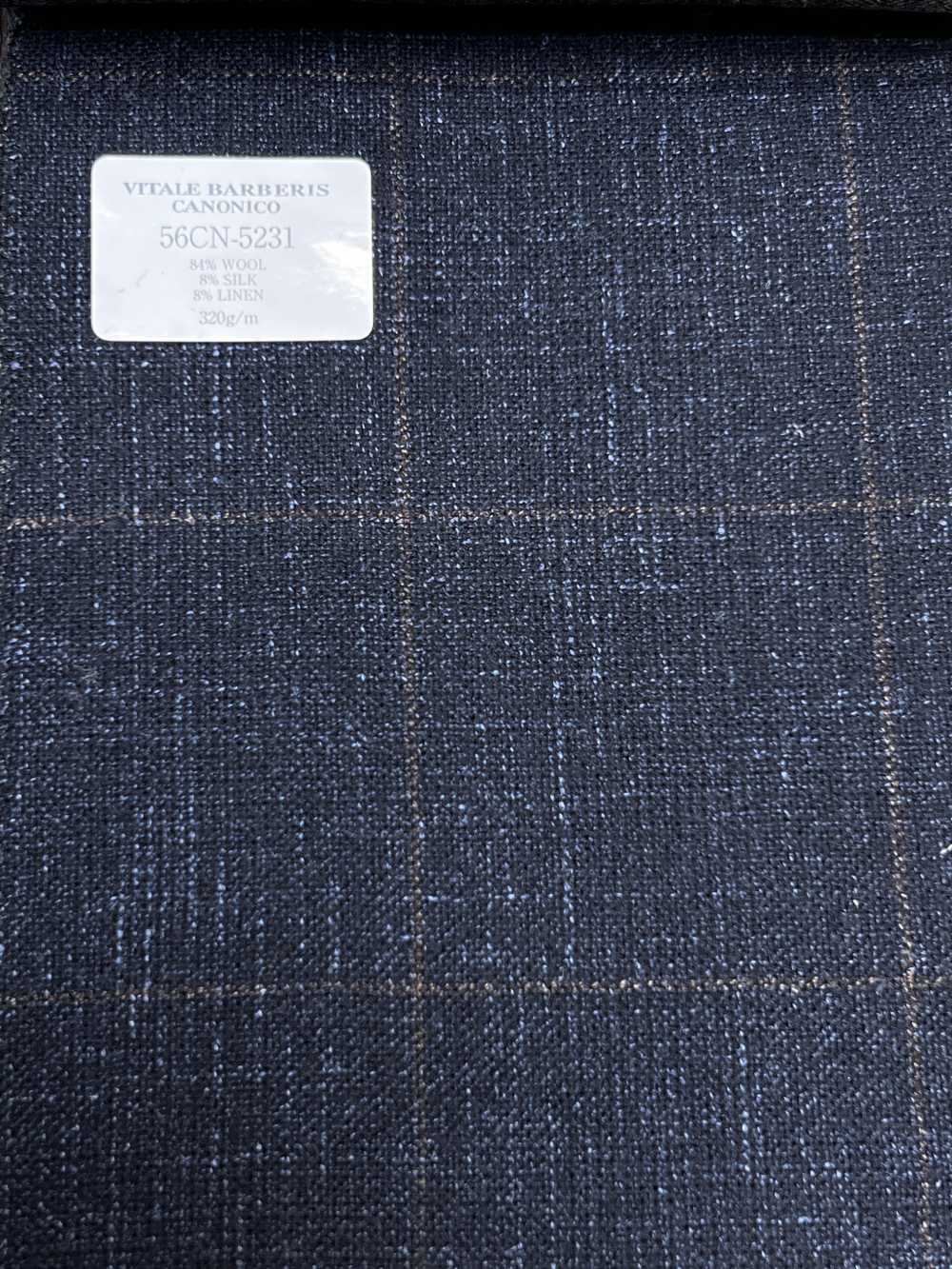 56CN5231 CANONICO(カノニコ) WOOL SILK & LINEN FANCY SUITING ネイビー/ブラウン ウィンドウペン[生地] CANONICO(カノニコ)