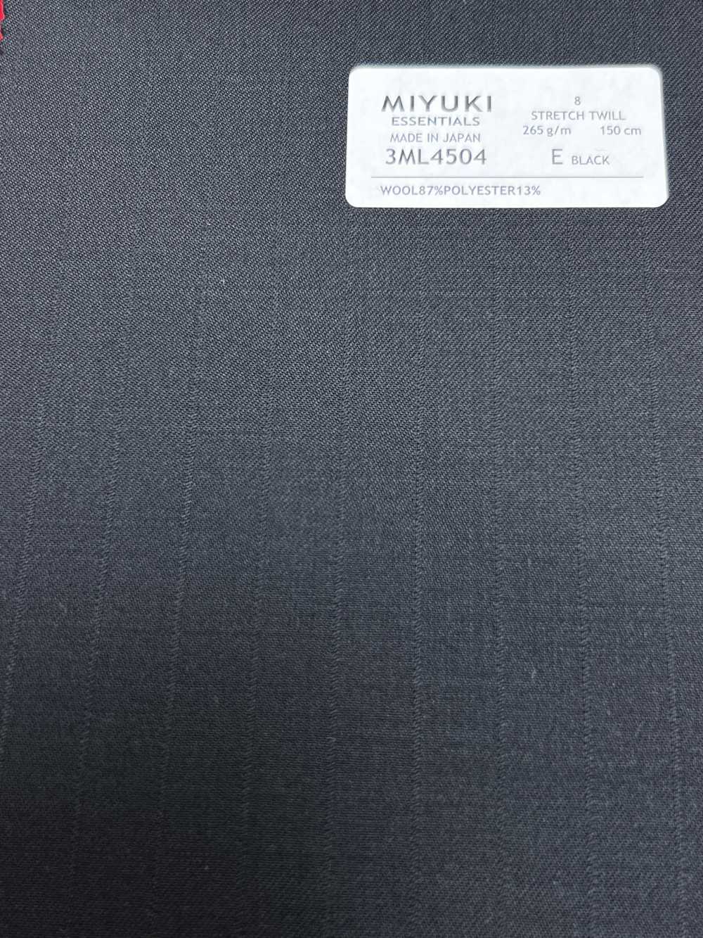 3ML4504 26AW 御幸生地 MIYUKI エッセンシャルズ ESSENTIALS STRETCH TWILL 黒 ストライプ 御幸毛織(ミユキ)