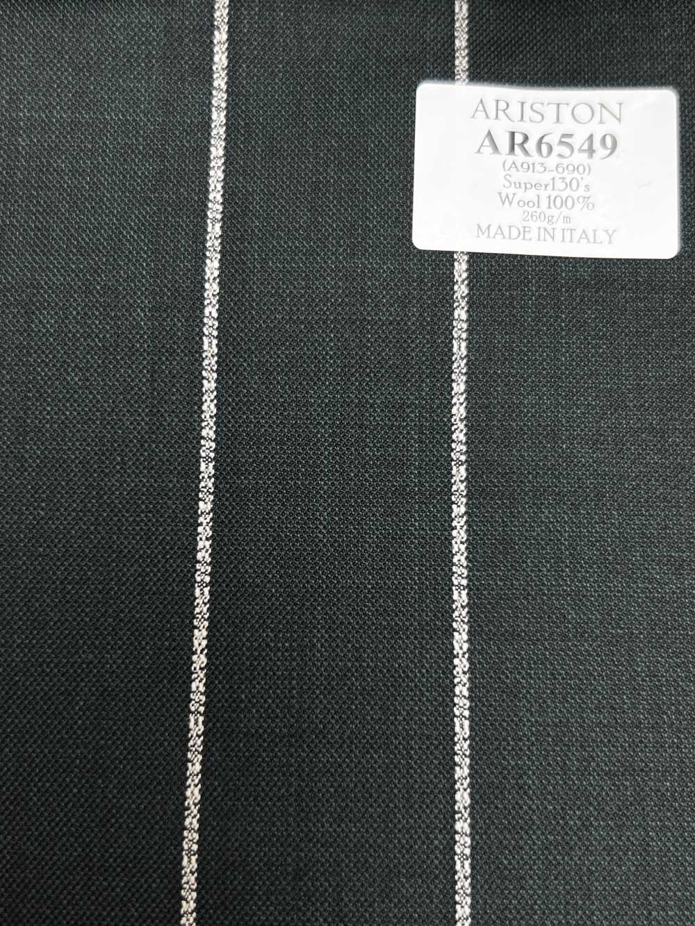 AR6549 ARISTON Super130's グリーン×白 ストライプ[生地] 細井商事株式会社