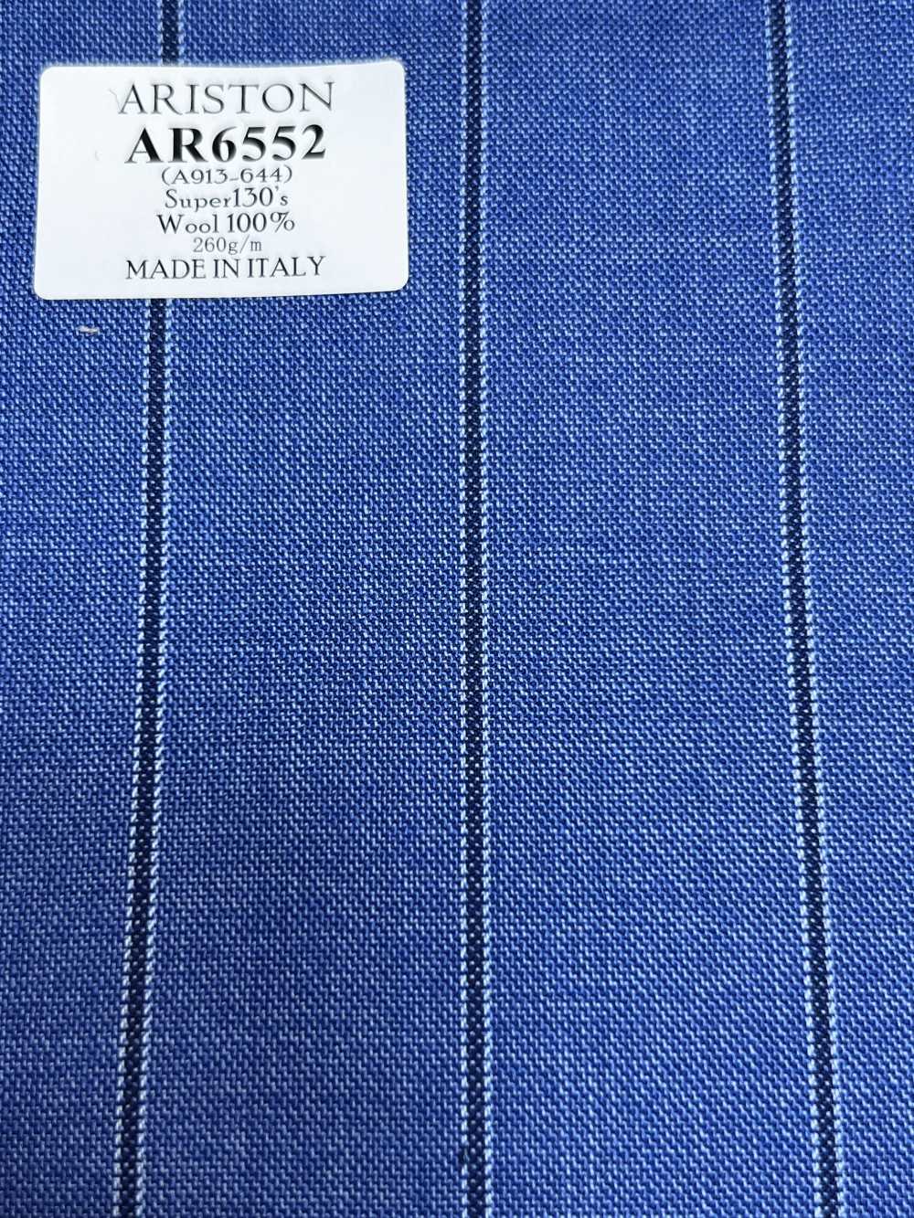 AR6552 ARISTON Super130's ブルー×ネイビー ストライプ[生地] 細井商事株式会社