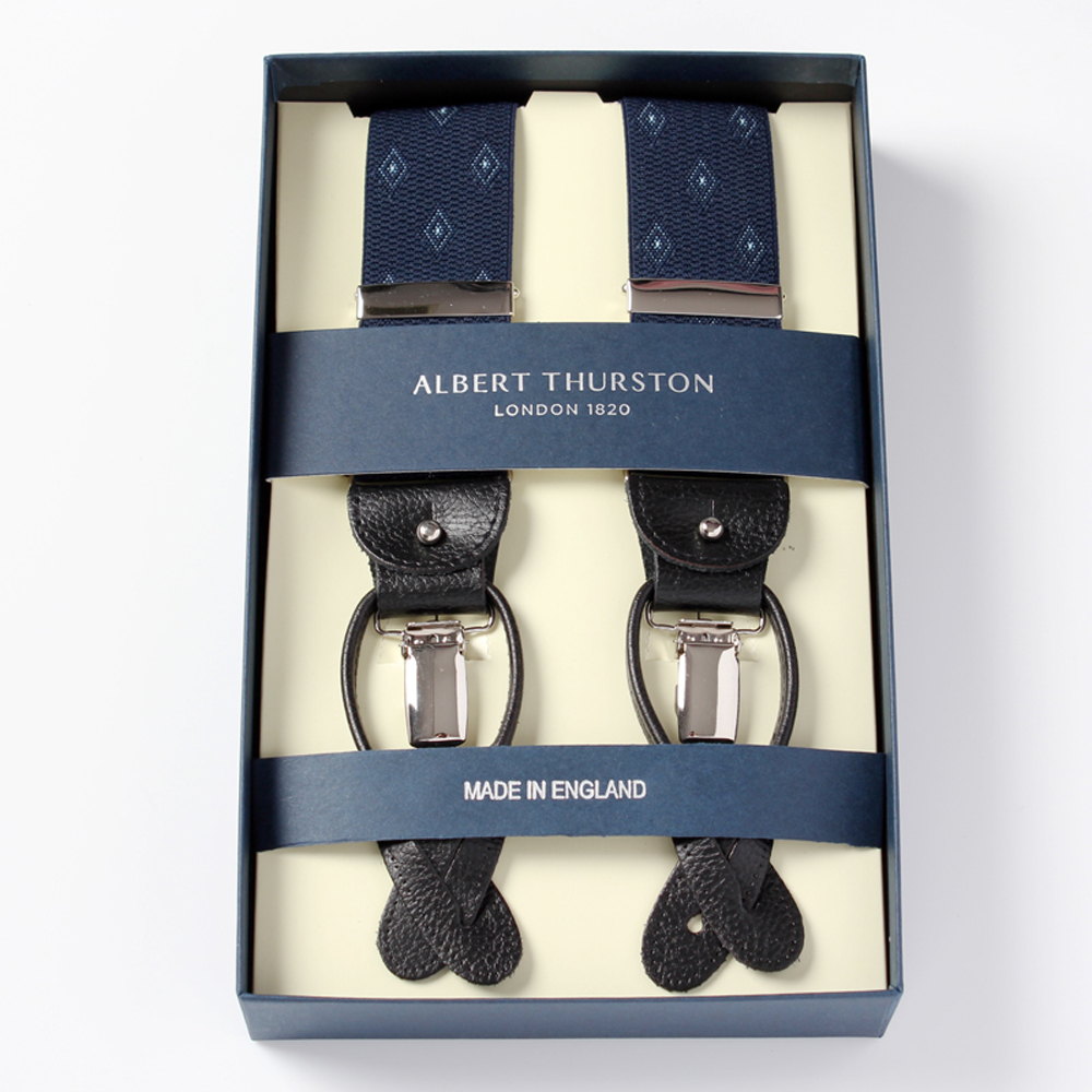 AT-12 アルバートサーストン サスペンダー ダイヤ柄 35MM ネイビー[フォーマルアクセサリー] ALBERT THURSTON