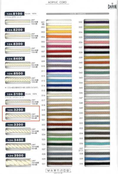 124-3200 アクリル ツイストコード 撚り紐