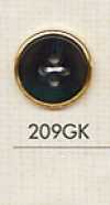 209GK シンプル シャツ用 4つ穴 プラスチックボタン